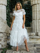 Ruffles Dress Illusion Neckline Ruffles Layered Tulle Maxi Dresses